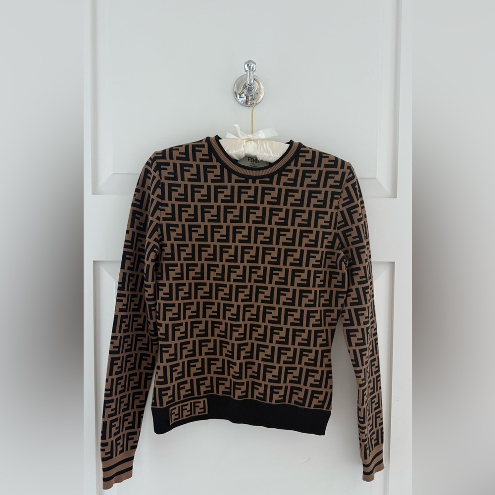 Fendi Women's Sweater with Black and Brown Monogram